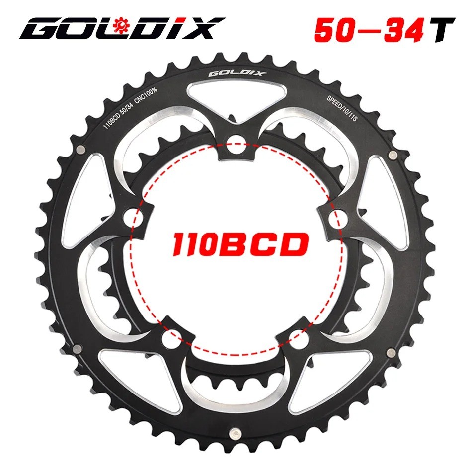 GOLDIX 50T / 34T 110BCD Chainring Đường Xe Đạp Chainwheel Tấm Đôi Tròn ChainRing 9 / 10 /
