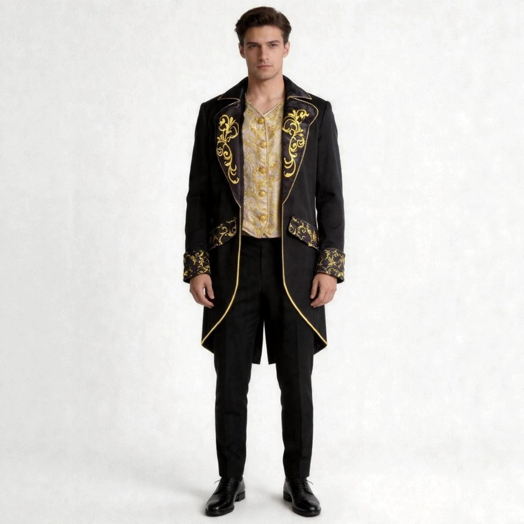 Halloween Âu Mỹ Nam Steampunk Tuxedo Thời Trung Cổ Retro Gothic Froke Áo Khoác M751
