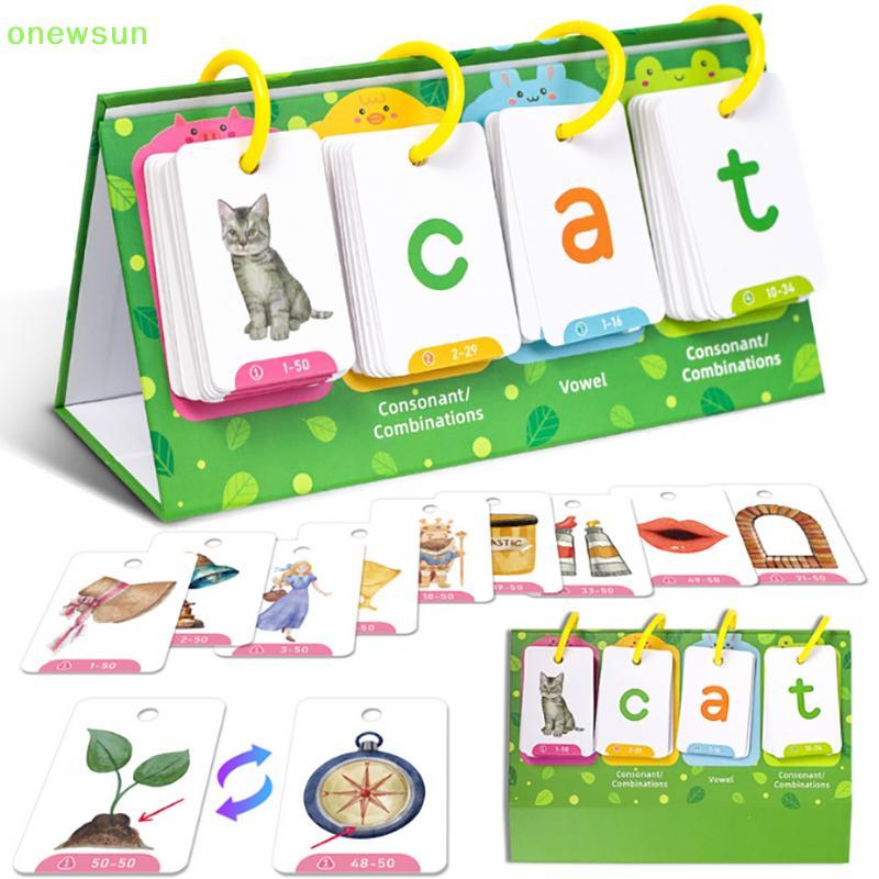 Onewsun Kids CVC Words Flashcards Phonics Flip Chart Word Builder Vision Words Công cụ học tập Bài p