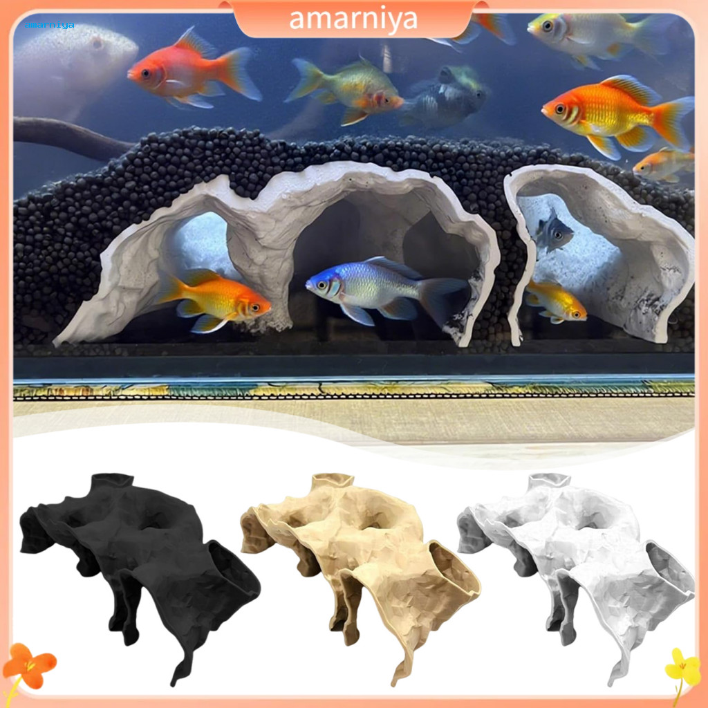 AMAR Trang trí bể cá Pleco Đường hầm bể cá ẩn náu 3d Đường hầm tự nhiên Trang trí hang động bể cá ch