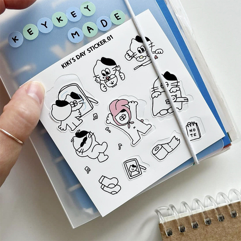 Simple Stroke Cat kiki 'sday Phim hoạt hình liền mạch Nhãn dán PVC Sổ tay Sticker _ Ei Text Store