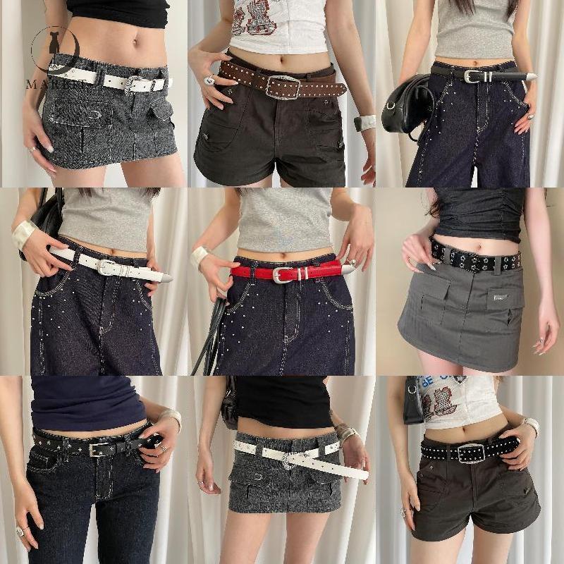 Marbit Vintage Nữ Thời Trang Thắt Lưng Da Retro Y2K Gothic Khóa Dây Đeo Kim Loại FHS