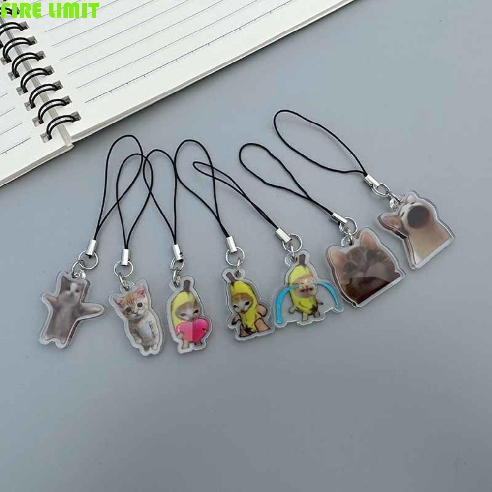 DÂY GIỚI HẠN Gato Meme Mèo Mặt Dây Chuyền Ngộ nghĩnh, Mặt Dây Chuyền Móc Khóa Mèo Chuối Dây Điện Tho