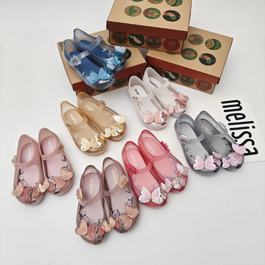 2026 Mới Melissa Jelly Xăng đan Trẻ Em Miệng Cá Nơ Bướm Dép Dễ Thương Giày Đi Biển Bé Gái