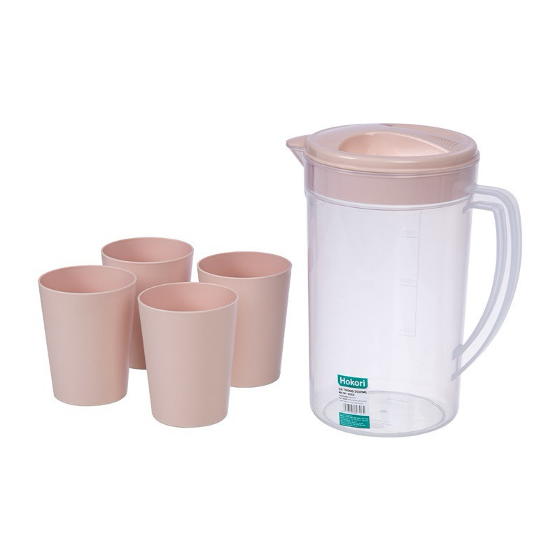 BỘ 4 CỐC  NHỰA VÀ CA TRONG 2500ML HOKORI 6052 NẮP ĐẬY KÍN VÀ CÓ LƯỚI LỌC AN TOÀN  NHỰA VIỆT NHẬT