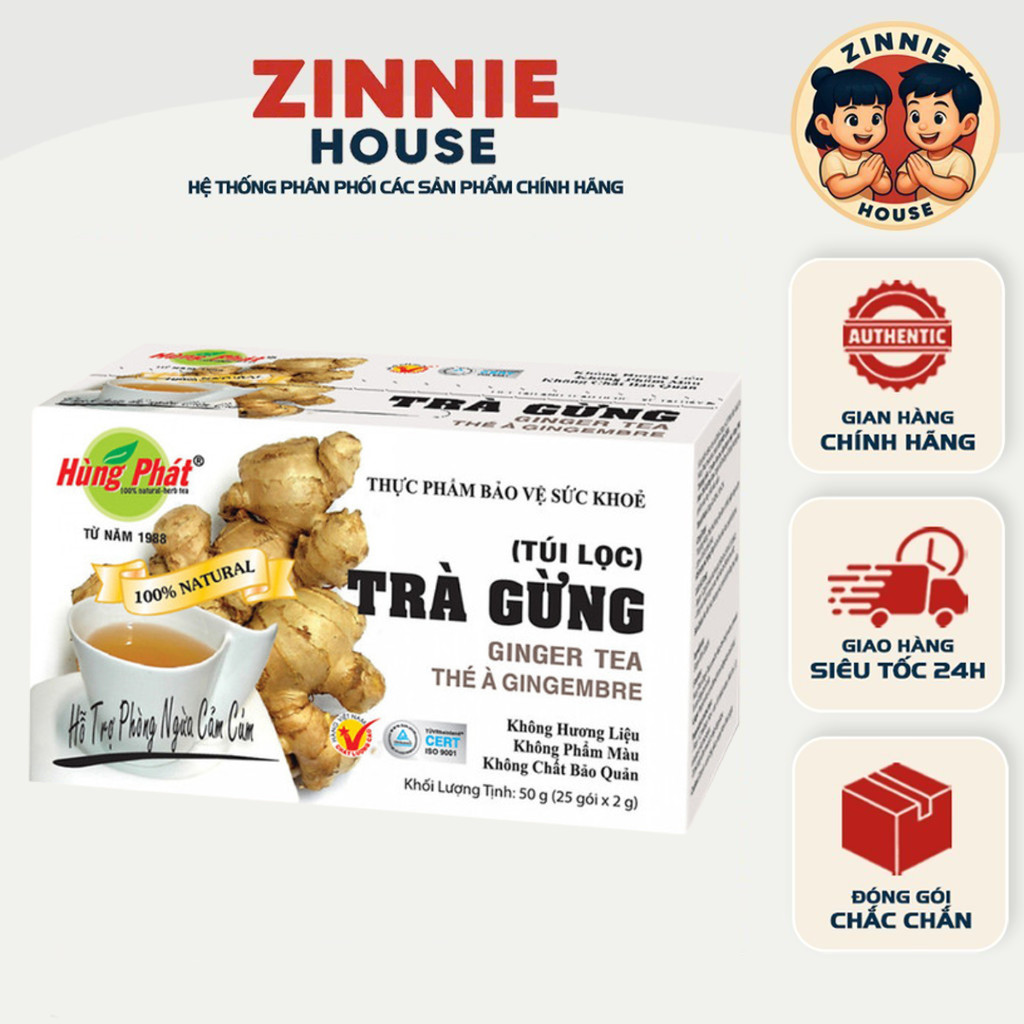 [COMBO 3 HỘP] Trà Gừng Túi Lọc Hùng Phát – Ấm Bụng, Hỗ Trợ Tiêu Hóa
