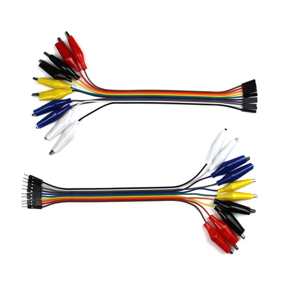 UCTRONICS Breadboard Alligator Clip Jumpers - Gator to Male and Female Jumper Wires Test Lead 2x10 c