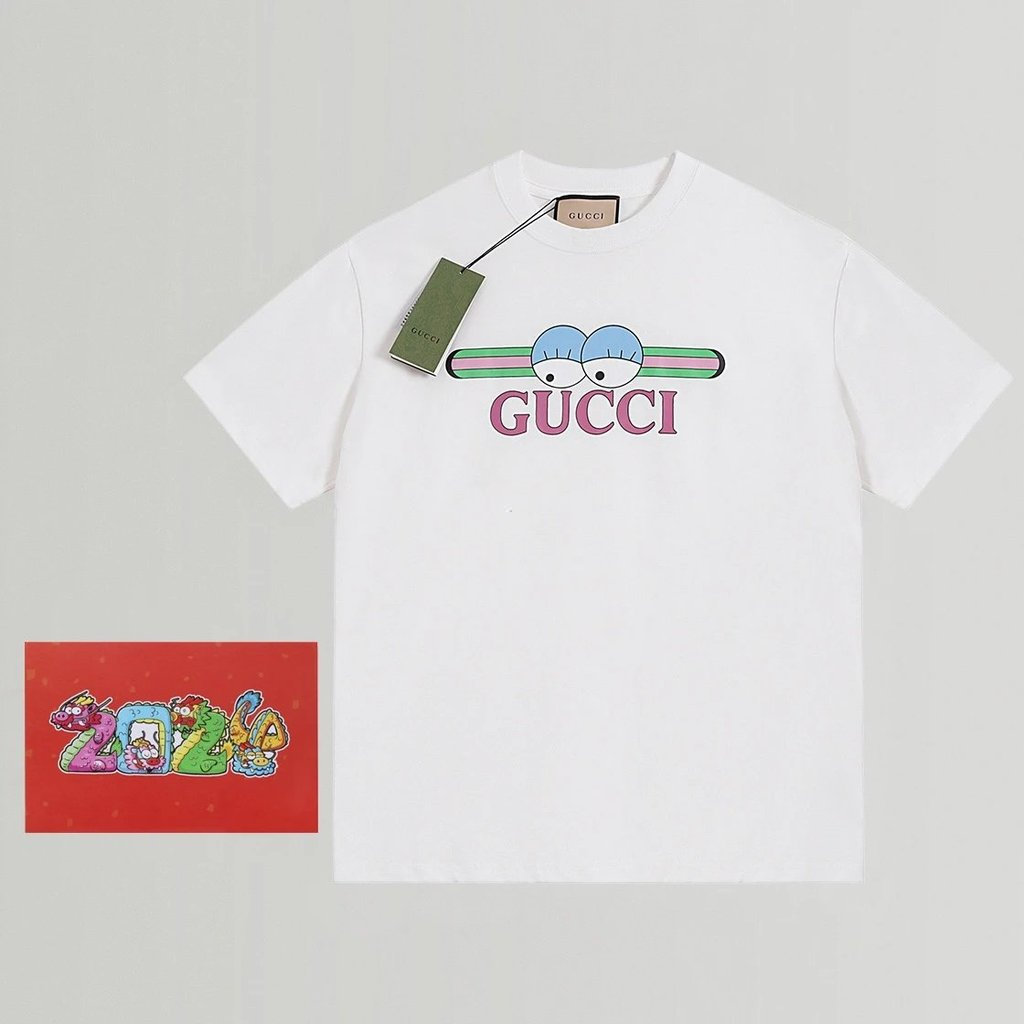 GUCCI / GUCCI / 6XL / 2026 Áo thun ngắn tay cổ tròn phong cách mới Phong cách cặp đôi Phong cách nam