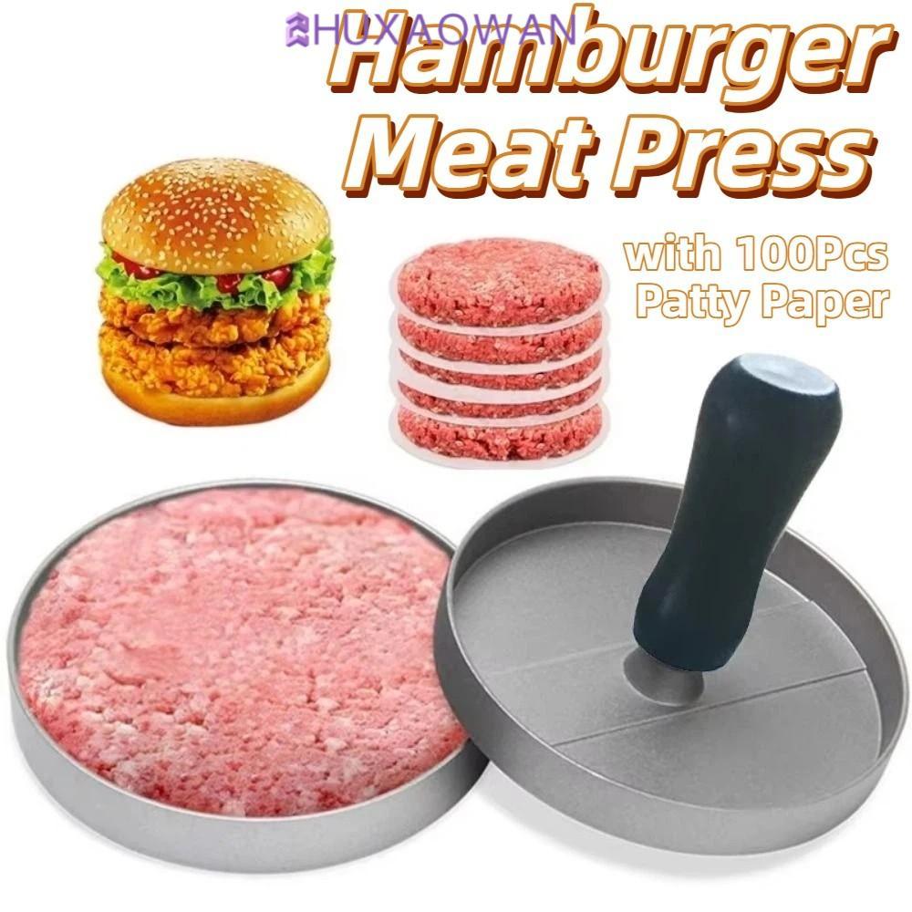 Máy ép thịt Hamburger ZHUXAOWAN, với 100 giấy tờ Patty Khuôn Hamburger chống dính, Tay cầm bằng gỗ t