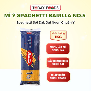 Mì Ý Spaghetti Barilla No.5 1KG – Sợi dài truyền thống, 100% lúa mì Durum semolina