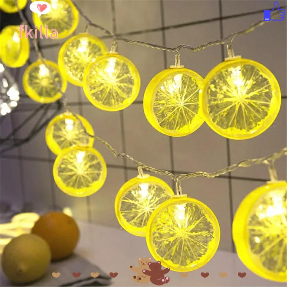 FKIL Lemon Orange Light, 2m Orange Slices Fairy Light, Trang trí Đèn dây hình quả chanh chạy bằng pi