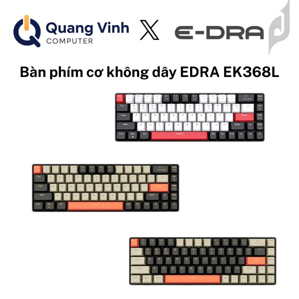 Bàn phím cơ không dây EDRA EK368L - Hàng chính hãng