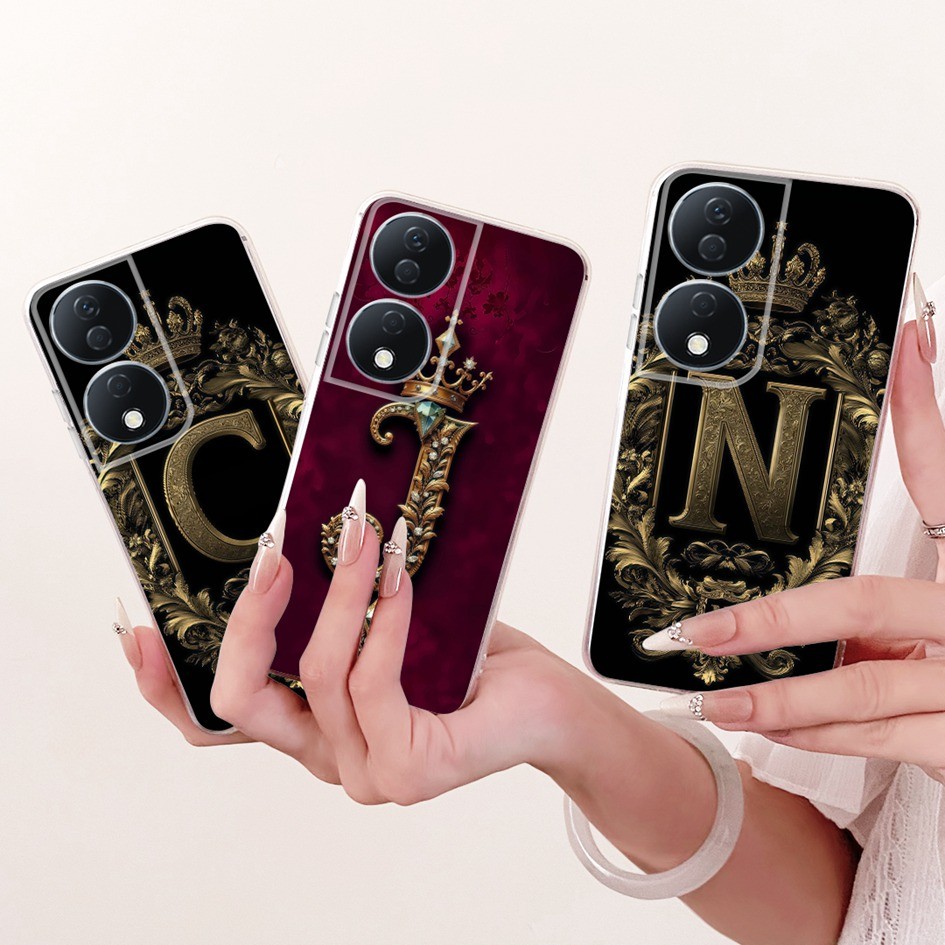 Dành Cho Honor X7b Ốp Lưng CLK-LX1 CLK-LX2 Ốp Lưng Điện Thoại Silicon Mềm Chữ Cái Ban Đầu Thời Trang