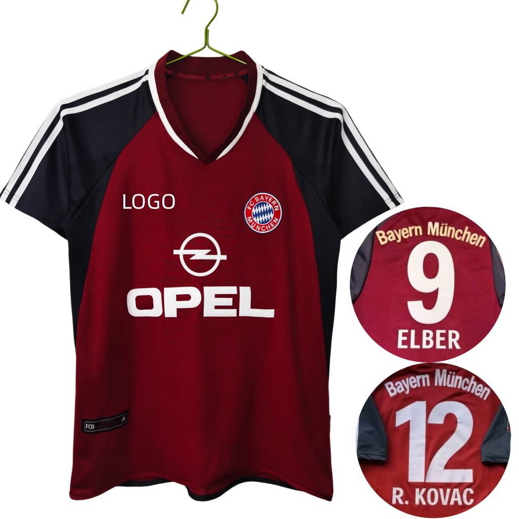 2001 / 02 Bayern Munich Retro Edition Áo bóng đá sân nhà Áo thun nam ngắn #9 ELBER