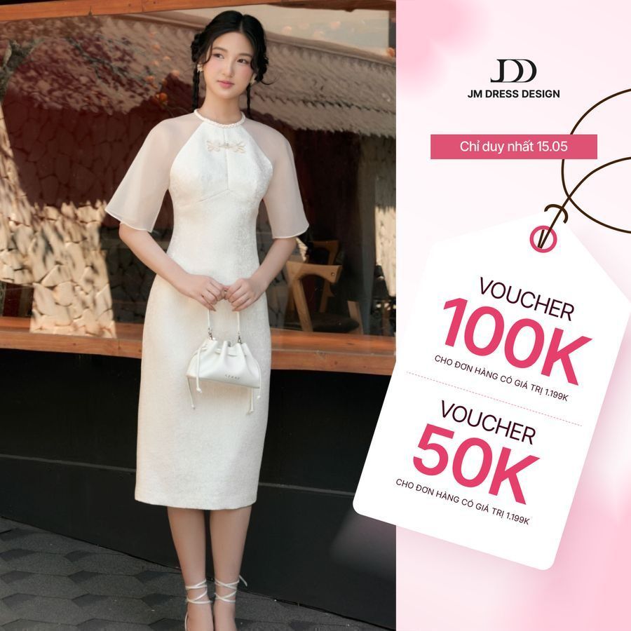 Đầm gầm đính nơ cổ yếm 1F34.2411BF thiết kế bởi JM Dress Design