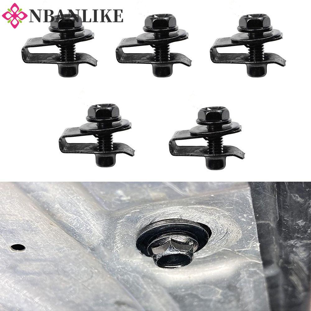 NBANLIKE 5 / 10 Bu lông thân xe, Kẹp đai ốc chữ U ô tô M6 6MM, Sản phẩm tự động Splash Shield Guard 