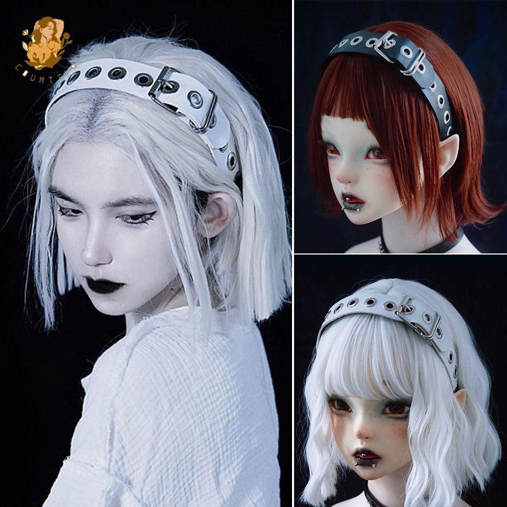 Băng đô da PU BACKSTREET, Khóa da Handmade Gothic Tiara, Phụ kiện Edgy Phong cách Gothic Punk Mũ nón