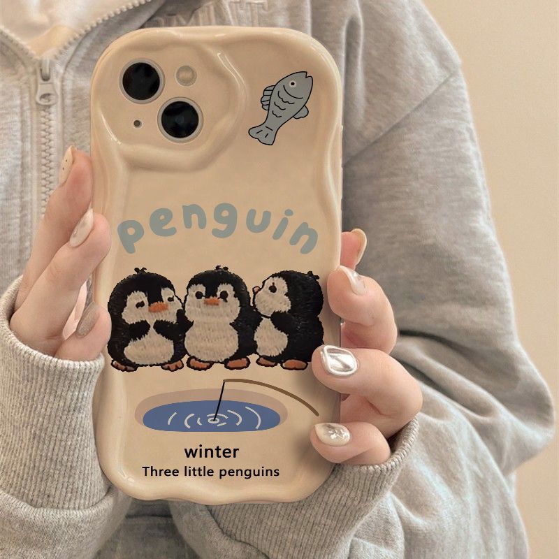 ốp lưng IPhone XR 16 15 17 14 11 12 13 PRO MAX XS 7 8 Plus ốp điện thoại Vỏ kem Cartoon Penguin CE20