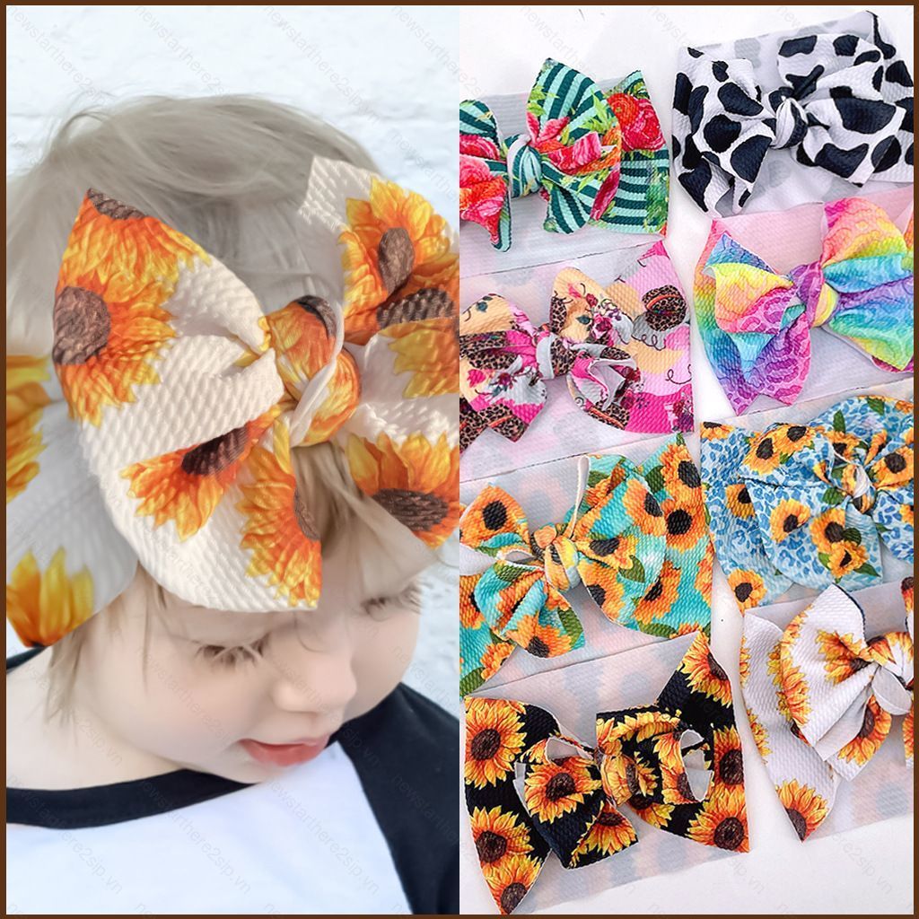NP2 Hướng Dương Sơ Sinh Nơ Đầu Cho Bé Gái Trẻ Sơ Sinh Turban Tóc Mũ Mềm Mũ Bonet Cho Trẻ Em Unisex P
