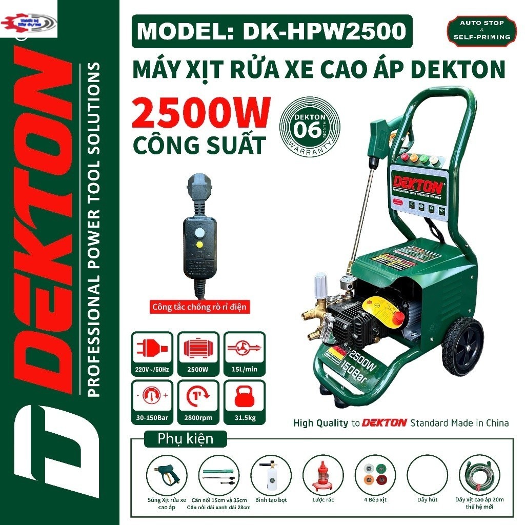 Máy Xịt Rửa Công Nghiệp Cao Áp 2500W - Dekton HPW2500 Thiết Bị giá tốt