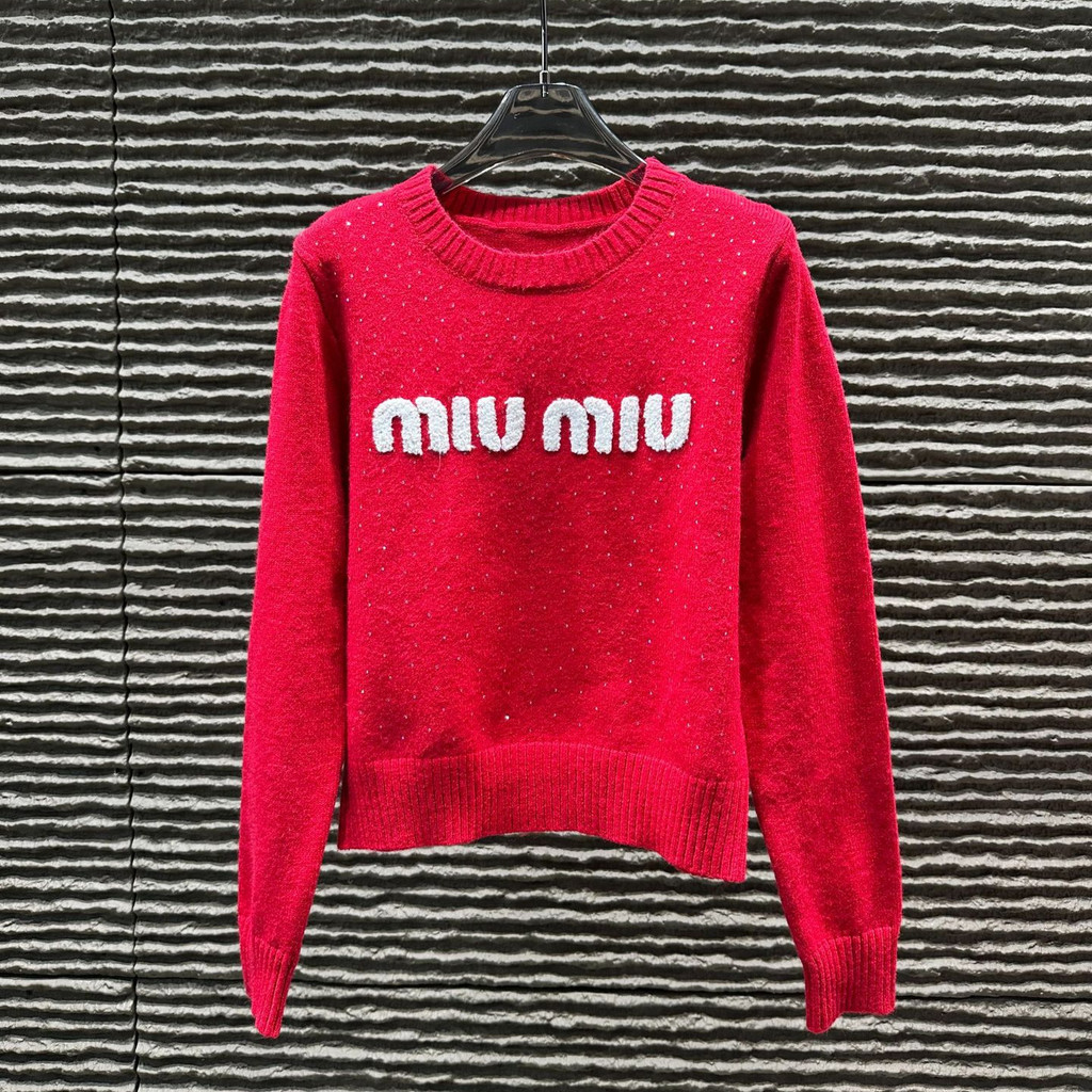 RJIF MIUMIU Autumn and Winter New Heavy Embroidered Letter Sweater Fashion Versatile