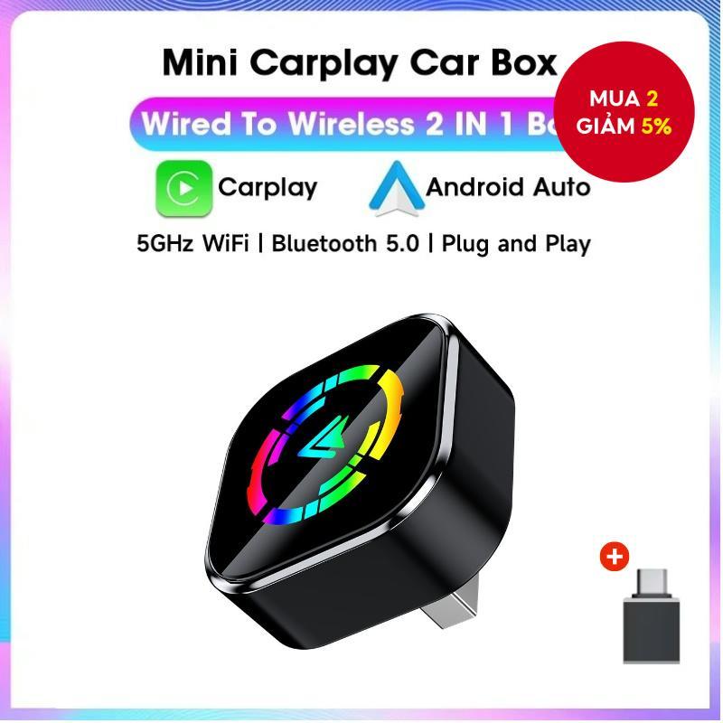 Bộ chuyển đổi không dây Carplay Android Auto Adapter 2 trong 1 Mini Car AI Box AI Smart Box cho Audi
