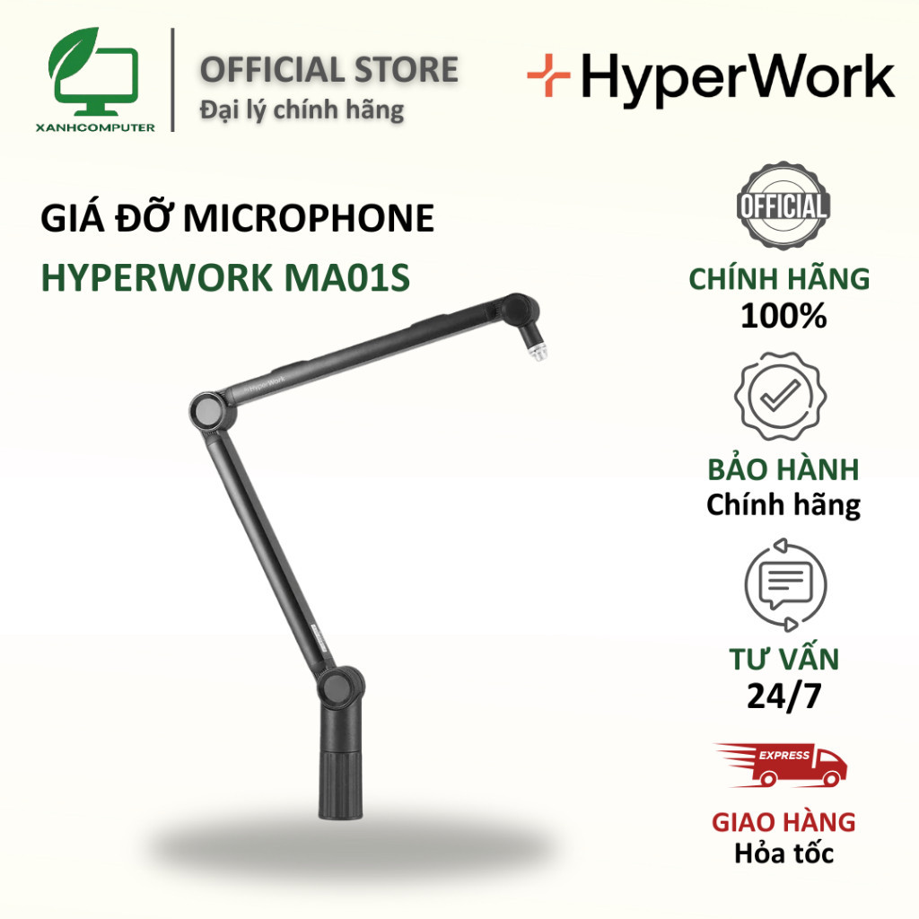 Giá Đỡ Microphone 𝗛𝘆𝗽𝗲𝗿𝗪𝗼𝗿𝗸 | MA01S Nhôm Bền Bỉ