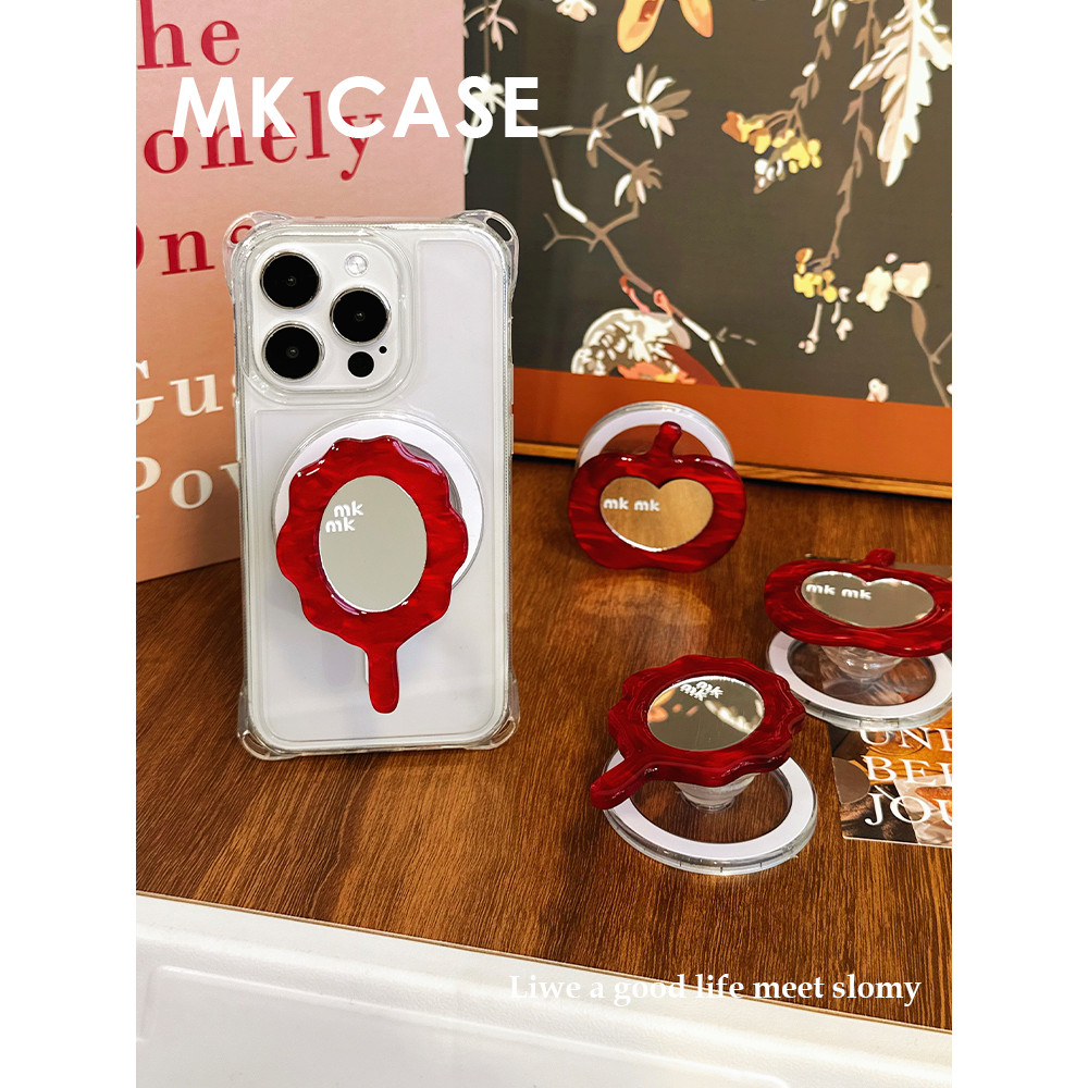 My Blind Shell Original Red Apple Mirror Giá đỡ điện thoại từ tính có thể hấp thụ túi khí Nhãn dán m