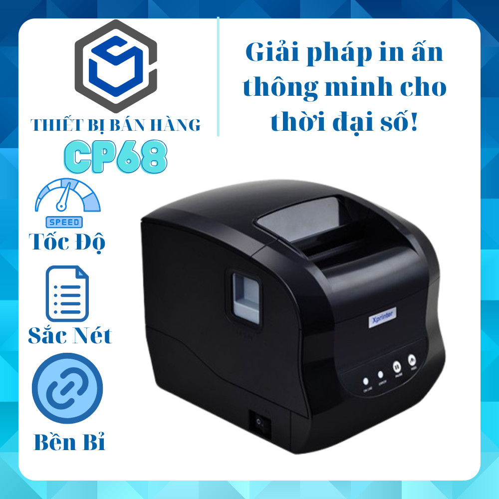 Máy in mã vạch Xprinter, In tem trà sữa, in bill Xprinter XP- 318B( 365B) (In điện thoại + Máy Tính)