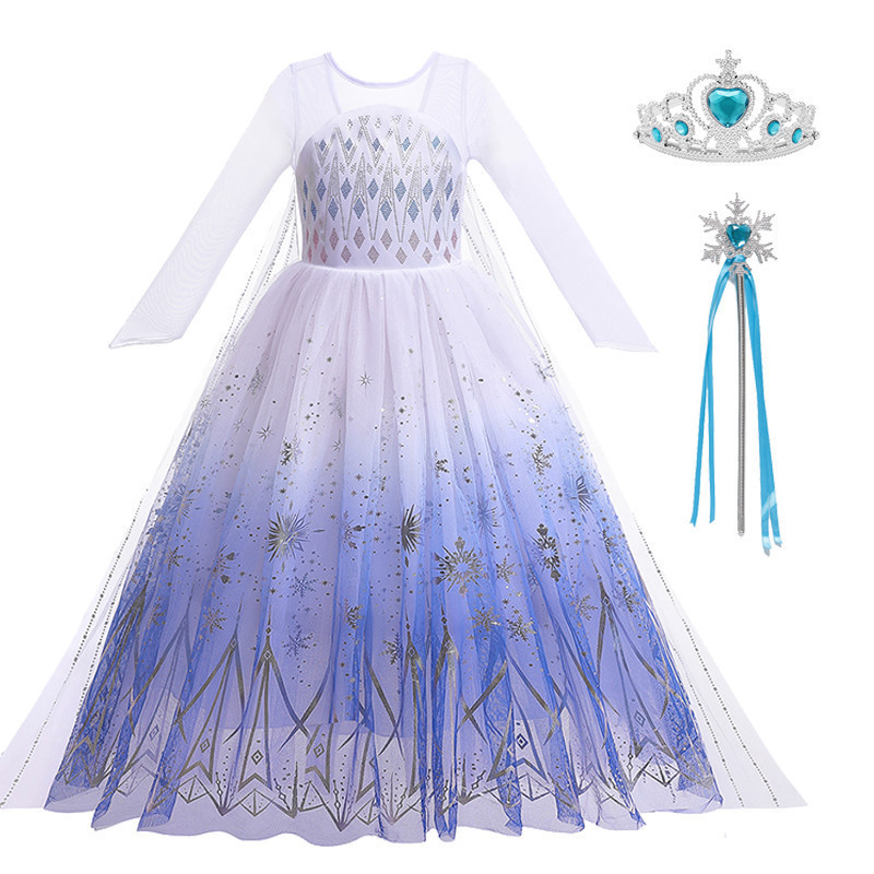 Kids Girls Frozen Elsa Princess Dress Snow Queen Cosplay Costume Birthday Dresses Evening Party Clot