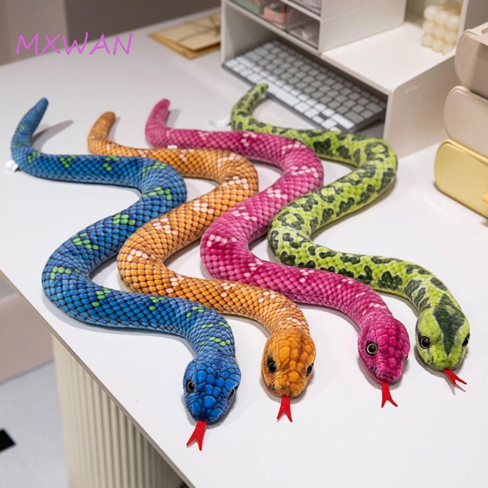 MXWANXI Đồ chơi nhồi bông hình con rắn mô phỏng, Con rắn nhỏ Anaconda Đồ chơi sang trọng năm con rắn