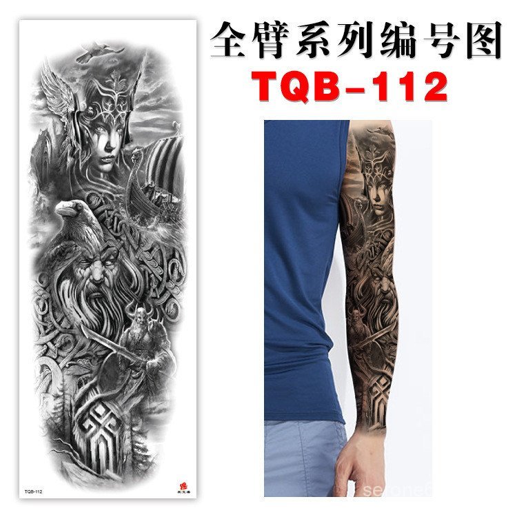Full Arm Hình Xăm Miếng Dán Cao Cấp Cũ Truyền Thống Cơ Khí Tối Đầu Lâu Hoa Lớn Cánh Tay Hình Xăm Miế
