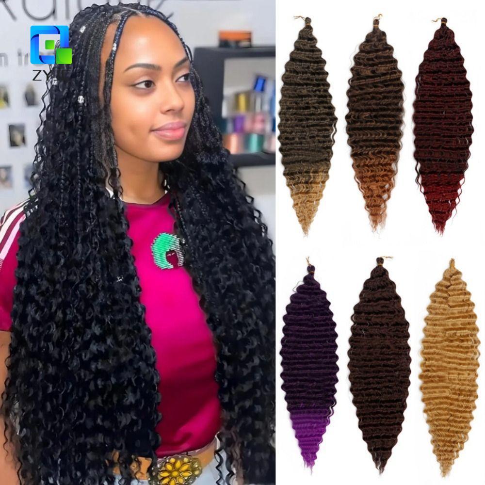 ZYJC Deep Wave Crochet Hair, Ombre Water Wave Passion Twist Braid Hair Extension, DIY Natural Long A