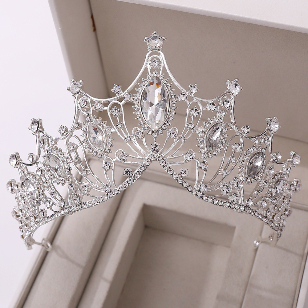 Popular~New bridal crown in Korean style, white handmade rhinestone headpiece, wedding photo accesso