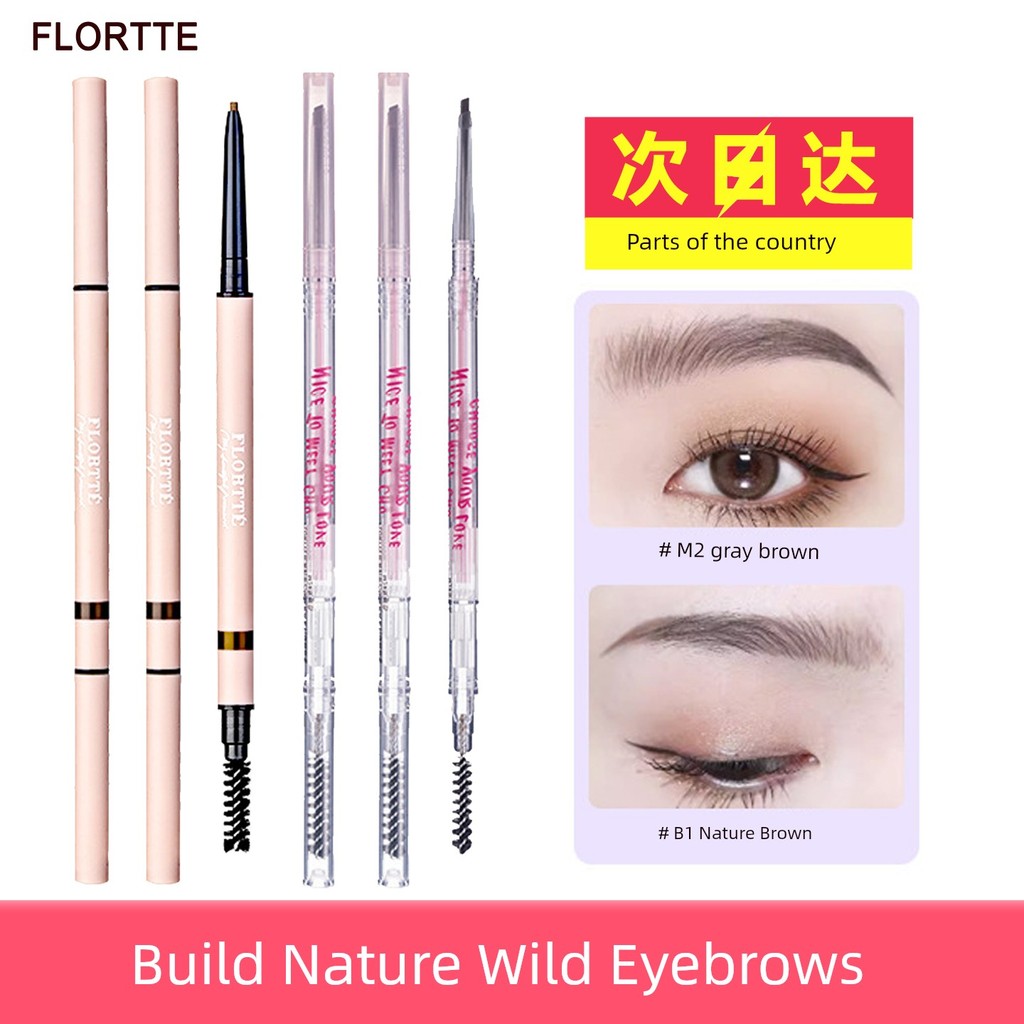 chì kẻ lông mày kẻ lông mày Flortte Flortte Flortte Bút chì kẻ mày siêu mịn hai đầu Flortte Nữ giả n