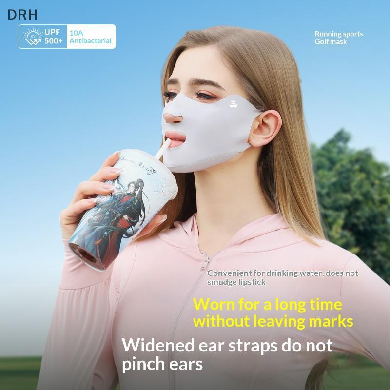 DRH UV Bảo Vệ Mặt Dành Cho Nữ Nhẹ Treo Tai Mặt nạ Thể Thao Mùa Hè Ngoài Trời Chống Bụi Thoáng Khí Ba