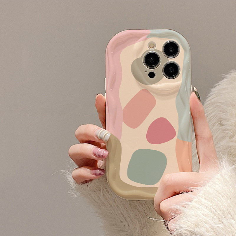 Ốp Lưng iPhone Họa Tiết Màu Pastel Trừu Tượng Viền Sóng Redmi A2 4g K60 Ultra 14R 5G 12 Chống Sốc Th