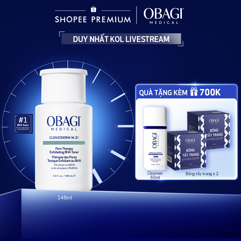 [Obagi x BK] [Phiên Bản Mới] Toner BHA giảm mụn Obagi Medical Clenziderm M.D. Pore Therapy Exfoliati