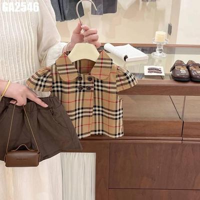 Set Bộ Quần Áo Bé Gái Áo Sơ Mi Cộc Tay Kẻ Caro Quần Short Đùi Năng Động MINTSCLOSET GA2546