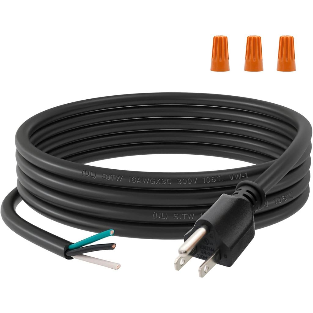 FIRMERST 16 Gauge 6 feet 3 Prong Dây nguồn thay thế với ba đầu cuối vít, NEMA 5-15P