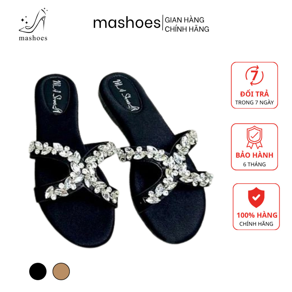 Dép Nữ Quai Chéo Đính Đá Xoàn Gạo Lấp Lánh MA Shoes D4750 – Kiêu Sa, Nữ Tính, Êm Chân Cả Ngày
