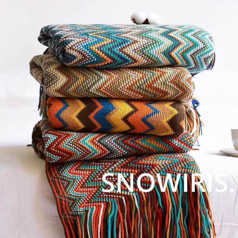 Bohemian Chăn Sofa Chăn Phong Cách Sofa Chăn Chăn Chăn Dệt Kim Chăn Văn Phòng Ngủ Chăn Cầu Vồng Chăn