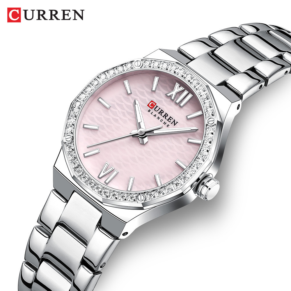 Curren Curren Curren 9103 Đồng hồ nữ thời trang Đồng hồ đeo tay dây thép thông thường Đồng hồ thạch 