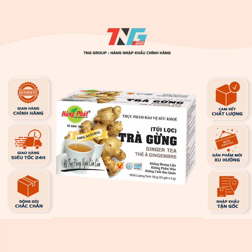[COMBO 3 HỘP] Trà Gừng Túi Lọc Hùng Phát – Ấm Bụng, Hỗ Trợ Tiêu Hóa