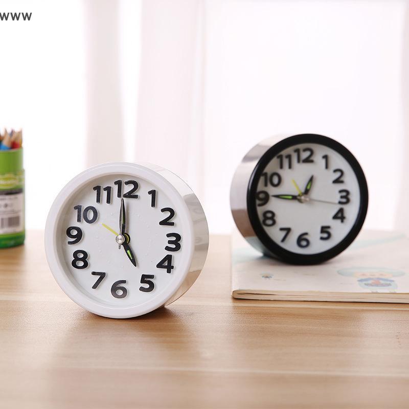 [auz] Square Round Alarm Clock Small Silent Table Alarm Clock Wake Up Clock Battery Powered Portable