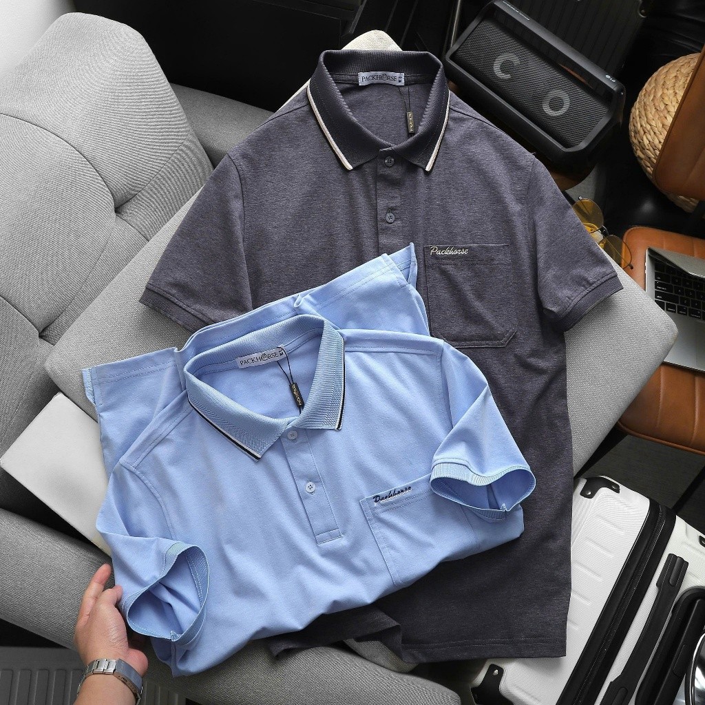 Áo Polo Nam Trung Niên Cotton Muối Co Giãn 4 Chiều Có Túi – Bo Cổ Viền Thanh Lịch NTstore