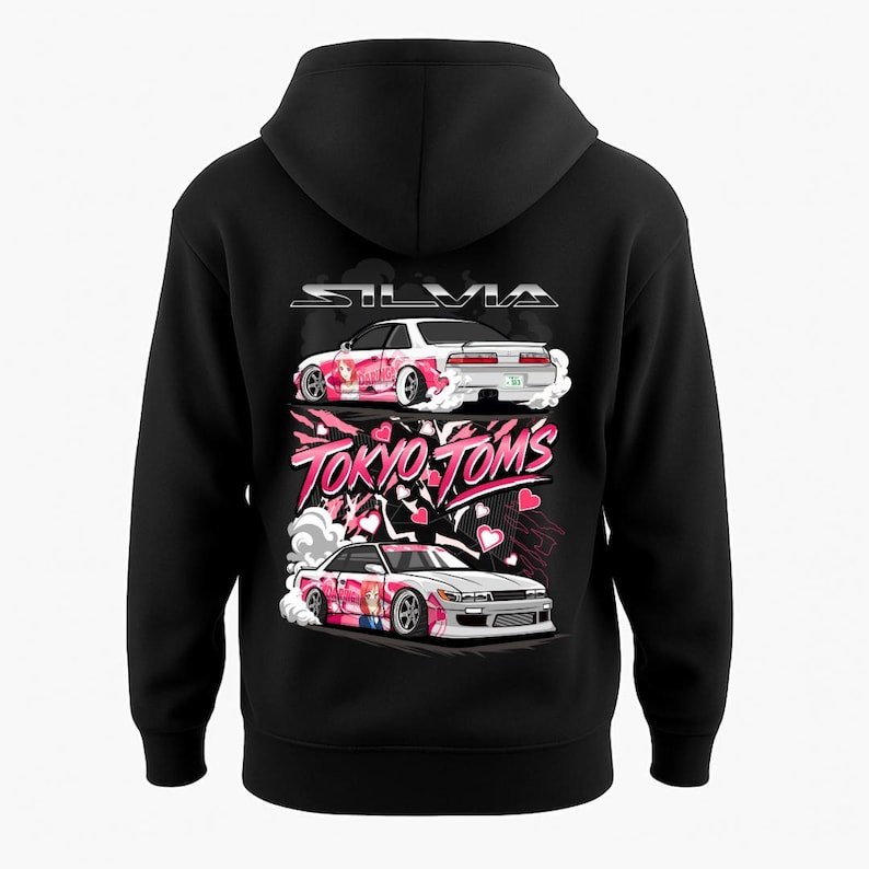 Anime Love S13 Silvia Áo Hoodie Manga Họa Tiết Waifu Cotton Đen Cho Dạo Phố