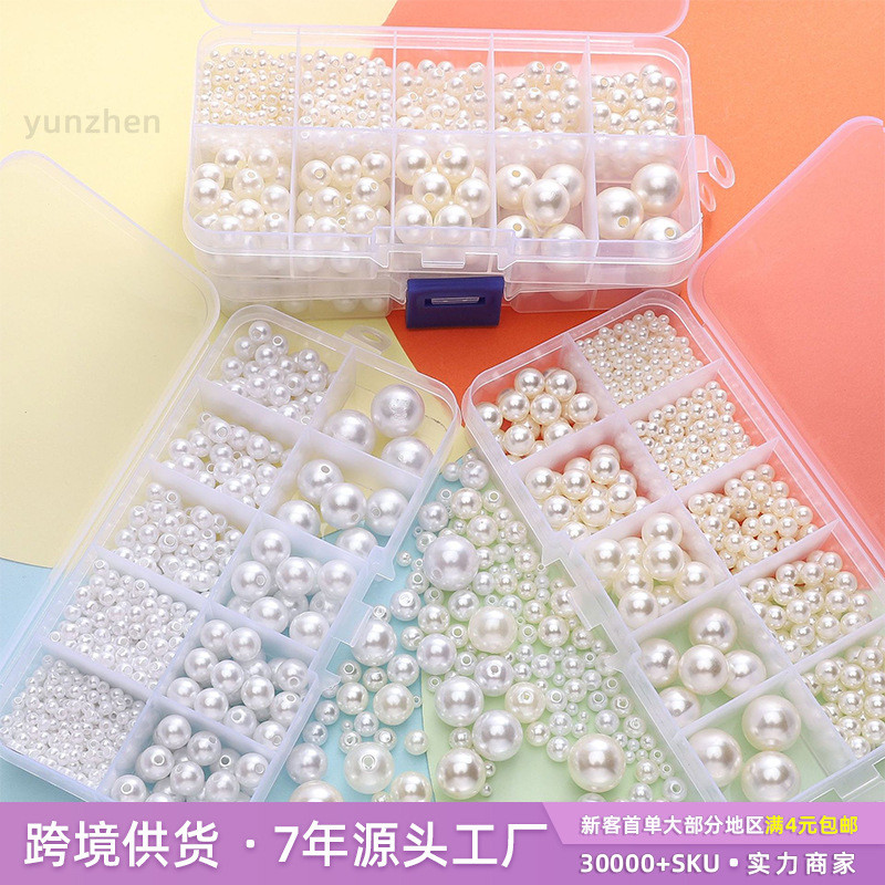 Lỗ Trắng / Không Lỗ ABS Ngọc Trai 10 Ngăn Bộ diy Handmade Đính Hạt Vòng Tay Vòng Cổ Phụ Kiện Trang S