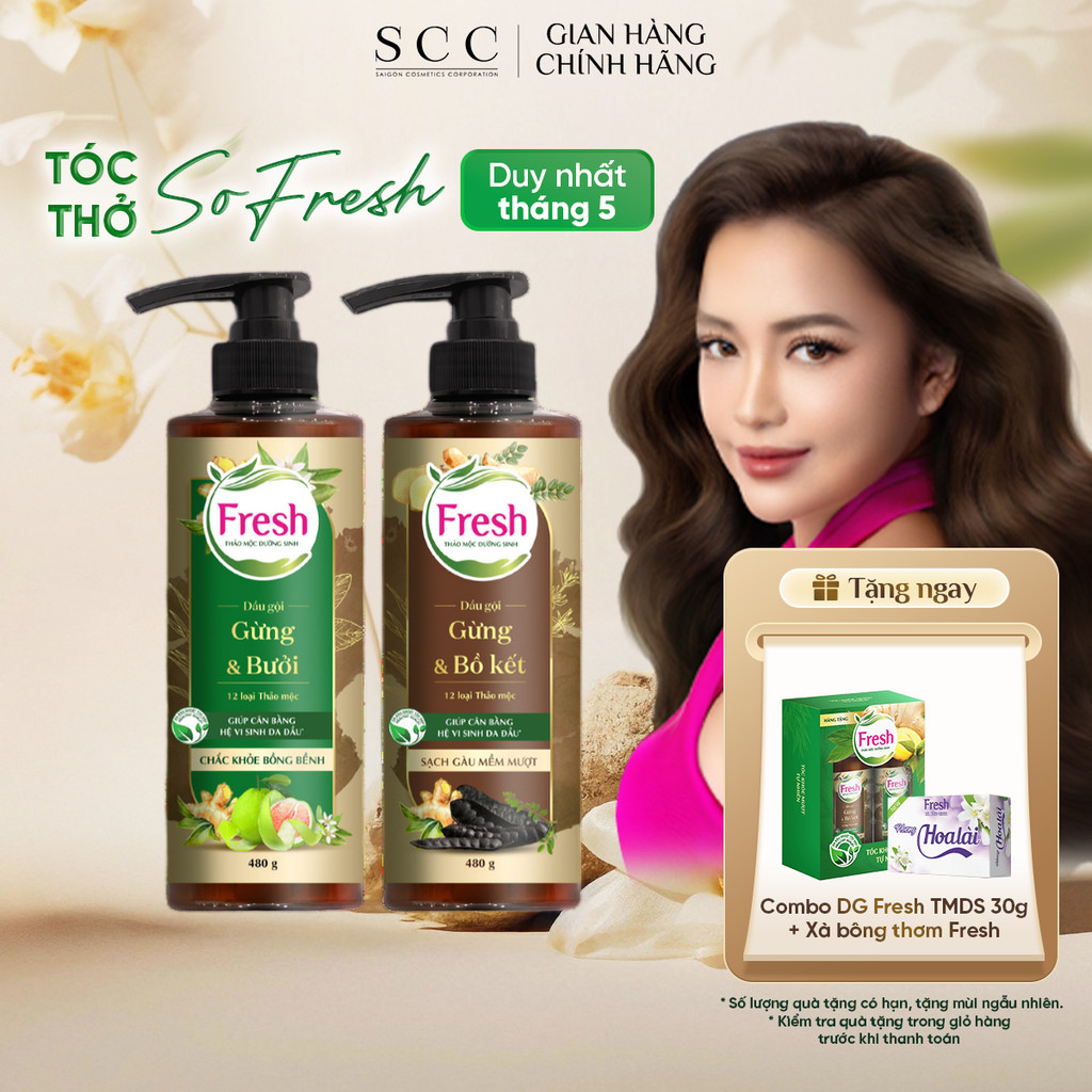 Dầu Gội FRESH Thảo Mộc Dưỡng Sinh 480g (Sạch Gàu Mềm Mượt / Chắc Khỏe Bồng Bềnh)