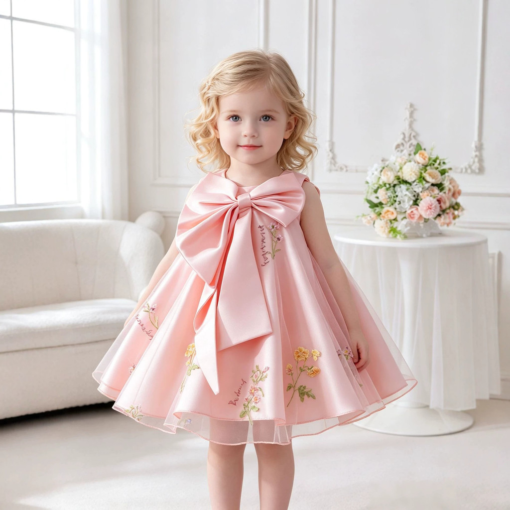 Trẻ Em Đầm Ren Thêu Váy Piano Sàn Catwalk Trang Phục Công Chúa Màu Hồng 60318